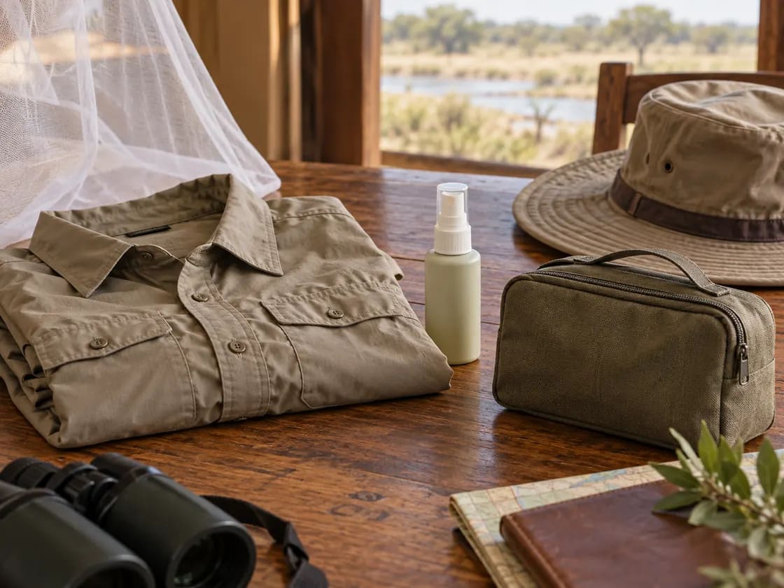Travel first-aid pouch, repellent and covering clothing